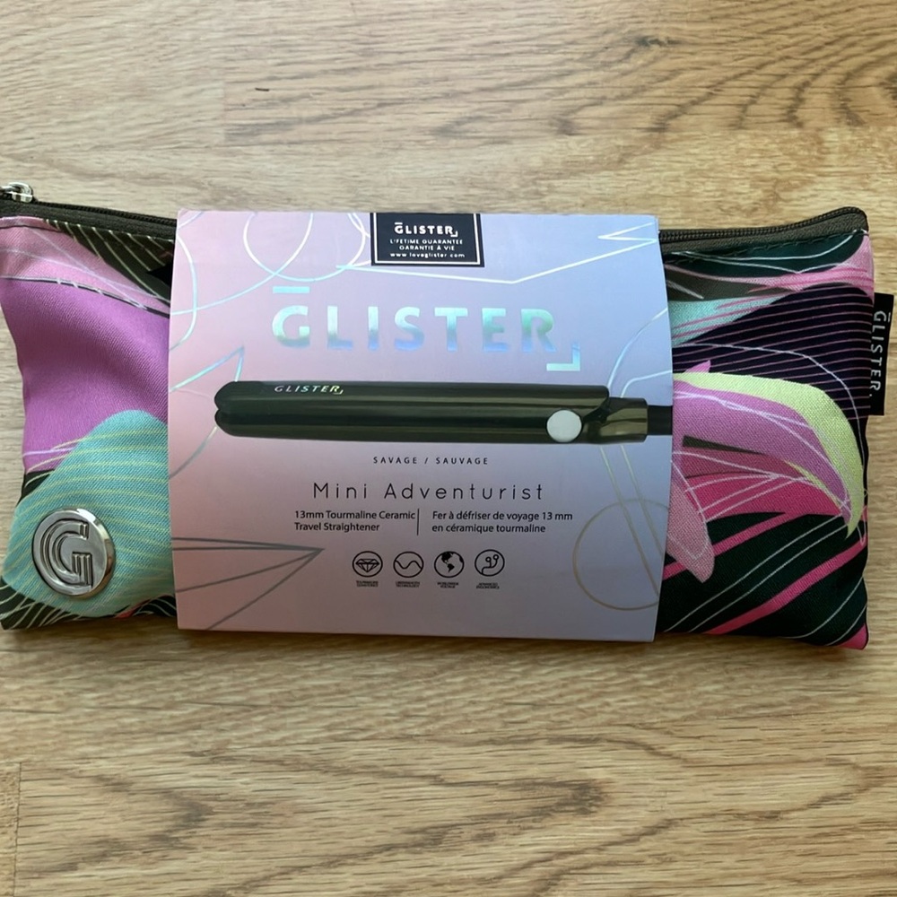 Glister Mini Adventurist Travel Flat Iron Straightner w/ Travel Pouch. NEW